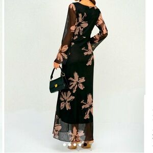 RIHOAS Black Floral Cowl Neck Maxi Dress never worn only tried on